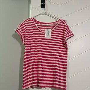 Staccato Pink and White Striped Short Sleeve Tee